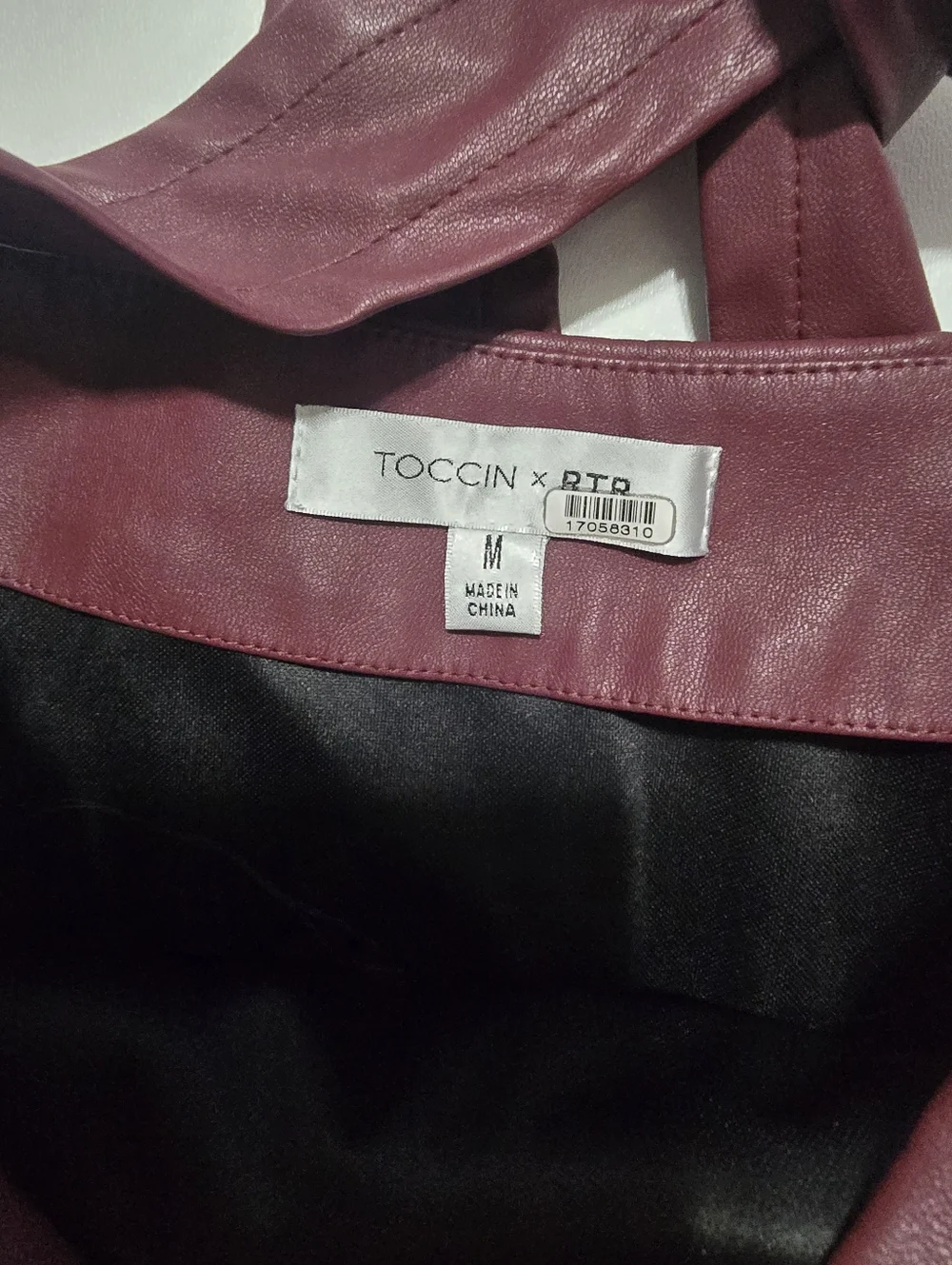Toccin Burgundy Faux Leather Wrap Skirt Size M